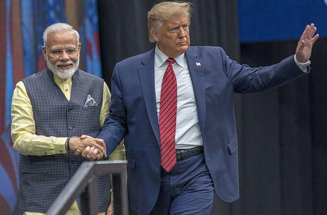 Prime Minister Narendra Damodardas Modi with United States President Donald John Trump at the Howdy Modi event in Houston, September 22, 2019. Photograph: Sergio Flores/Getty Images