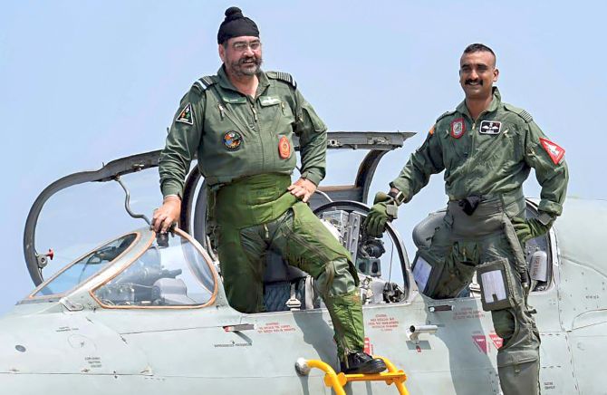 Ex-air chief BS Dhanoa with Abhinandan Varthaman