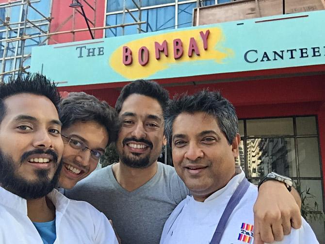 Chef Floyd Cardoz, with Chef Thomas Zacharias and the team behind The Bombay Canteen. Photograph: Courtesy Chef Thomas Zacharias.