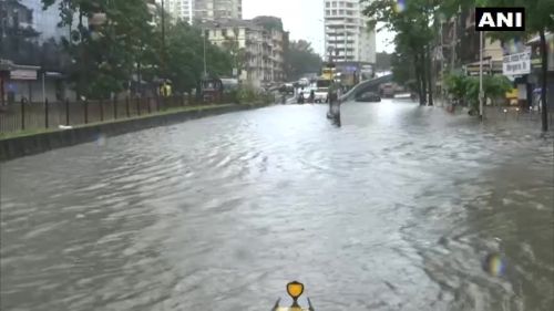A flooded street at Parel, Mumbai this morning