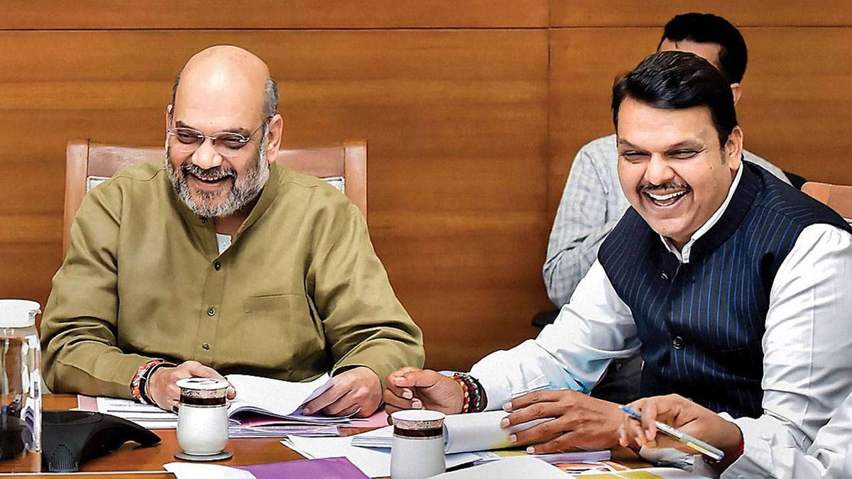 Amit Shah, Devendra Fadnavis at BJP HQ in Delhi , PTI