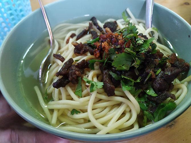 Smoked beef thukpa at momo corner