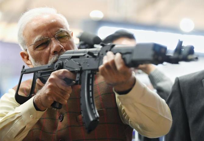 Prime Minister Narendra Damodardas Modi at DefExpo2020 in Lucknow, February 5, 2020. Photograph: Press Information Bureau