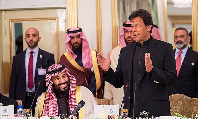 Pakistan Prime Minister Imran Khan and Saudi Arabian Crown Prince Mohammad bin Salman in Islamabad, February 18, 2019. Photograph: Kind courtesy Arab News/Twitter