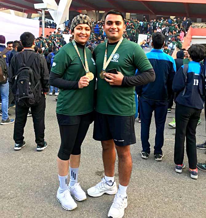 Major Sheena Nayyar with her husband Assistant Commandant Ashish Sharma of the Border Security Force.