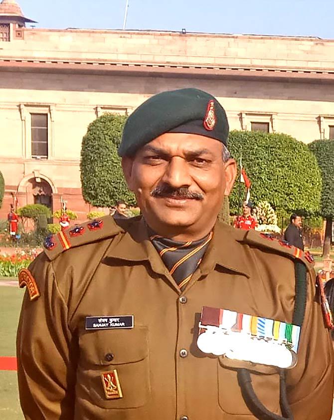 Subedar Sanjay Kumar at Rashtrapati Bhavan at a President's At Home event