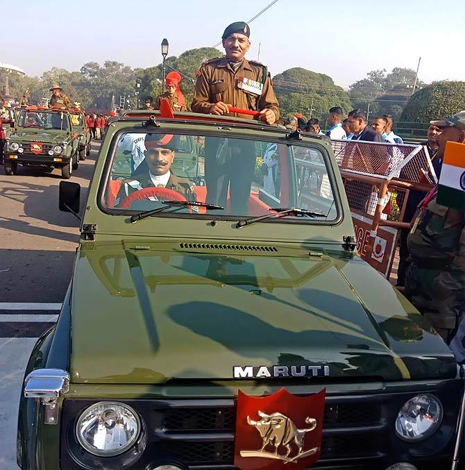 Subedar Sanjay Kumar at the start of a Republic Day parade