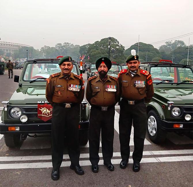 Subedar Sanjay Kumar, Honorary Captain Bana Singh, Subdedar Major Yogendra Yadav, the three living Param Vir Chakra awardees