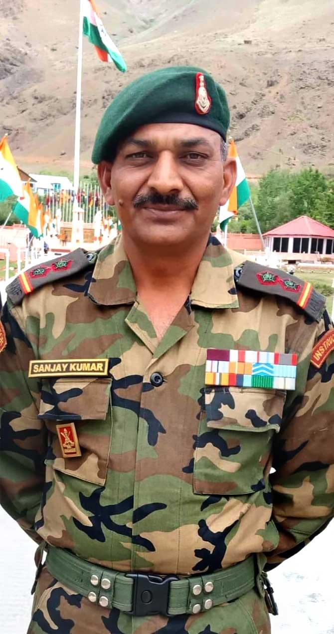 Subedar Sanjay Kumar at the Kargil War Memorial. Photograph: Kind courtesy Subedar Sanjay Kumar