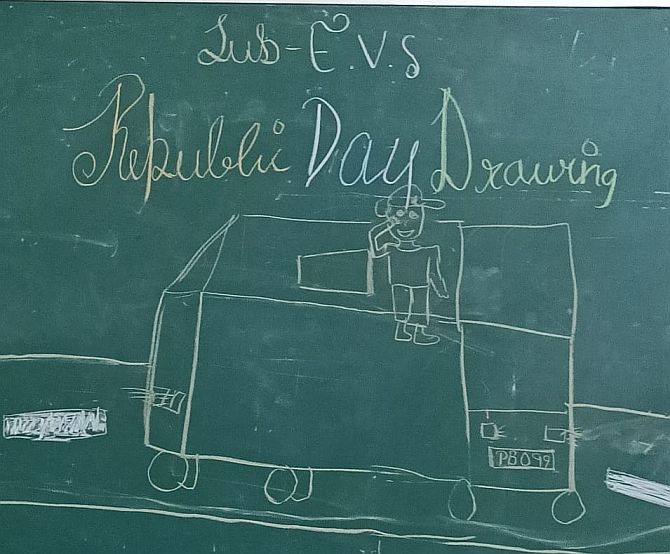 Maanvi Dhawan, 8, a Class 3 student at the Army Public School, Dhaula Kuan in New Delhi, drew this sketch of Major Sheena Nayyar on Rajpath