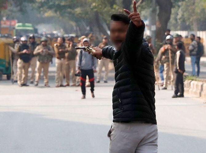 The Class 12 student who opened fire on protesting students at Jamia Millia, January 30, 2020. Photograph: Danish Siddiqui/Reuters