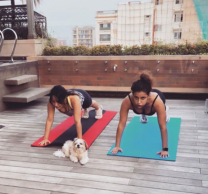 Celebs work out with pets