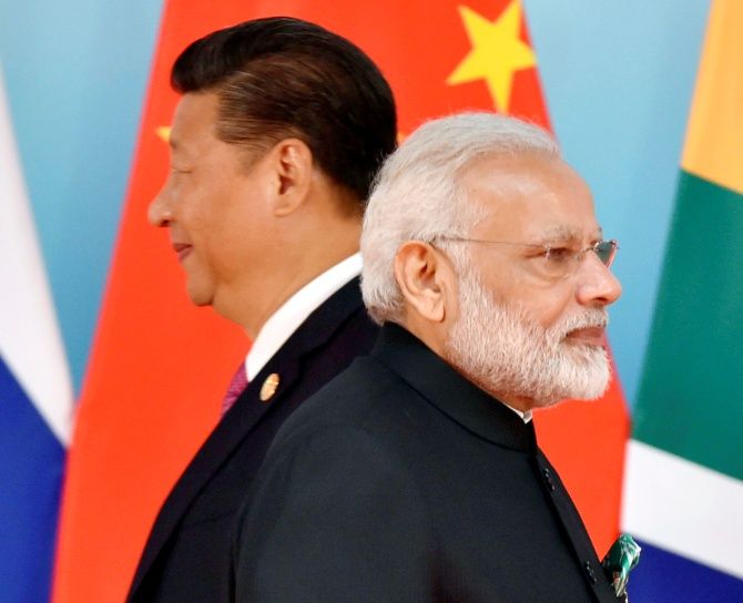 Prime Minister Narendra Modi and Xi Jinping at the BRICS Summit