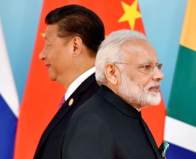 Prime Minister Narendra Modi and Xi Jinping at the BRICS Summit