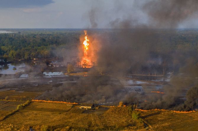 The fire has been raging in the oil well since June 9