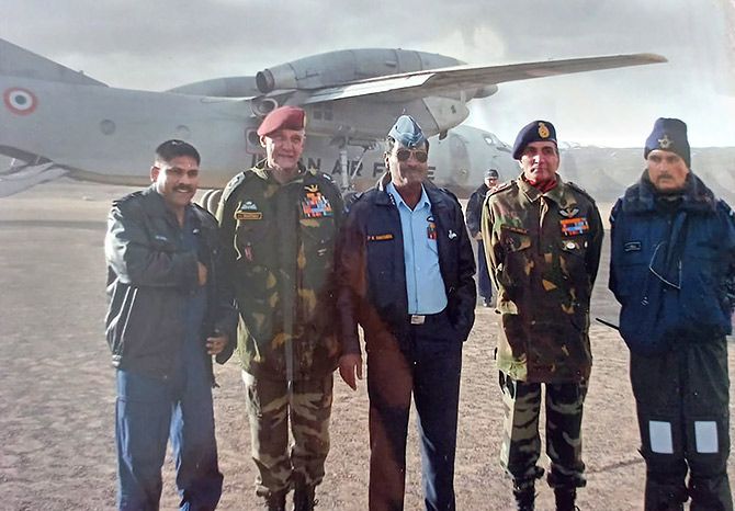 Air Marshal Pranab Kumar Barbora  after landing at DBO