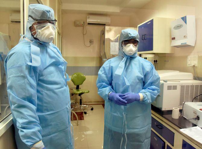 Doctors at a hospital for coronavirus patients