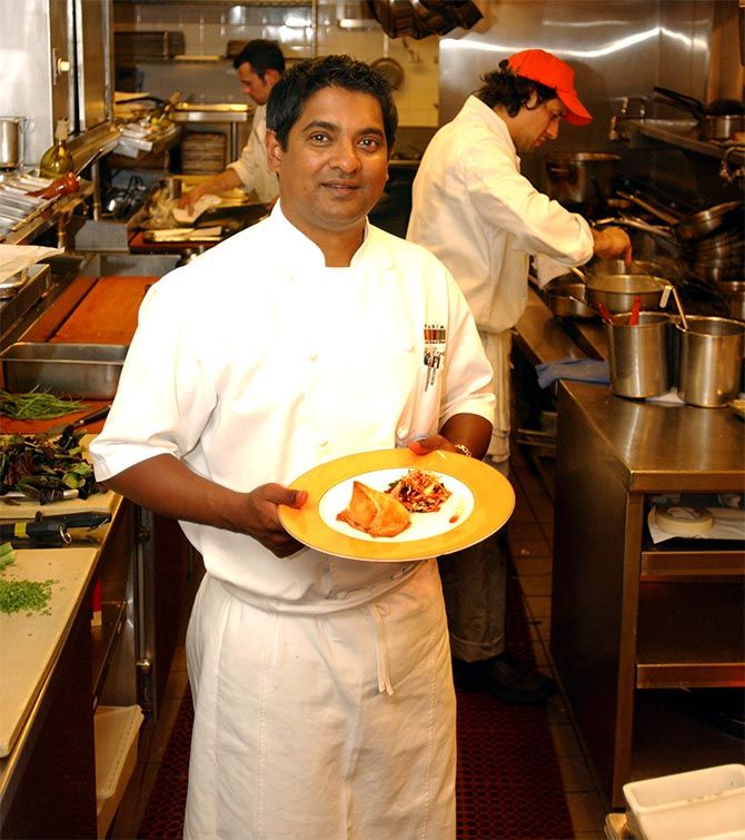 Master Chef Floyd Cardoz at his restaurant Tabla in the early 2000s. Photograph: Paresh Gandhi