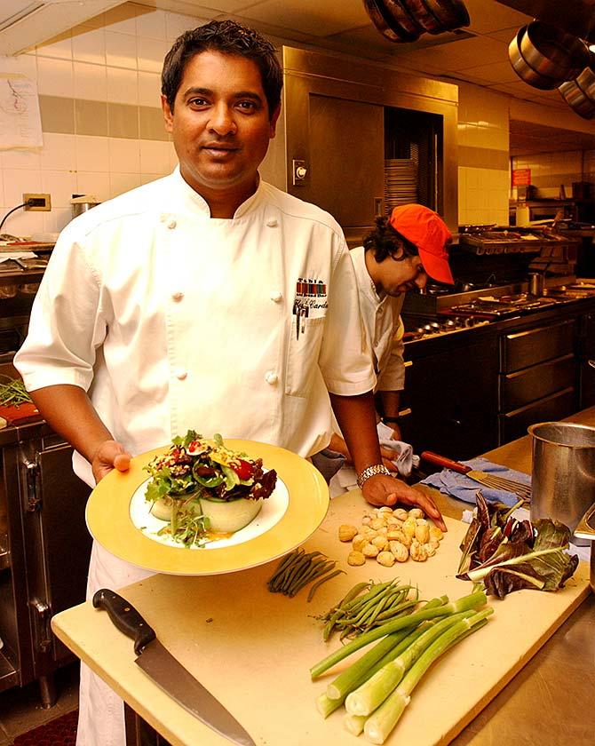 Master Chef Floyd Cardoz at his restaurant Tabla in the early 2000s. Photograph: Paresh Gandhi