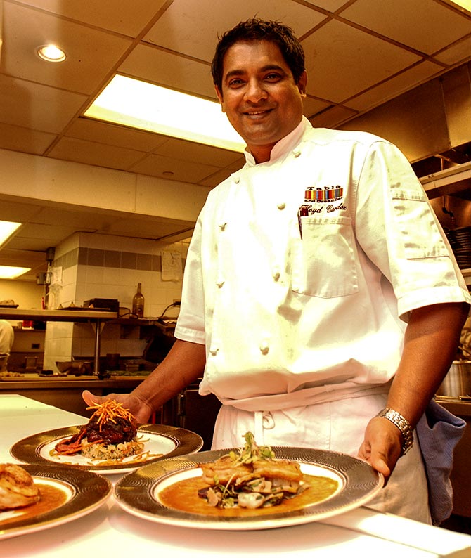 Floyd Cardoz at work at his restaurant Tabla in the early 2000s. Photograph: Paresh Gandhi
