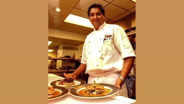 Floyd Cardoz at work at his restaurant Tabla in the early 2000s. Photograph: Paresh Gandhi