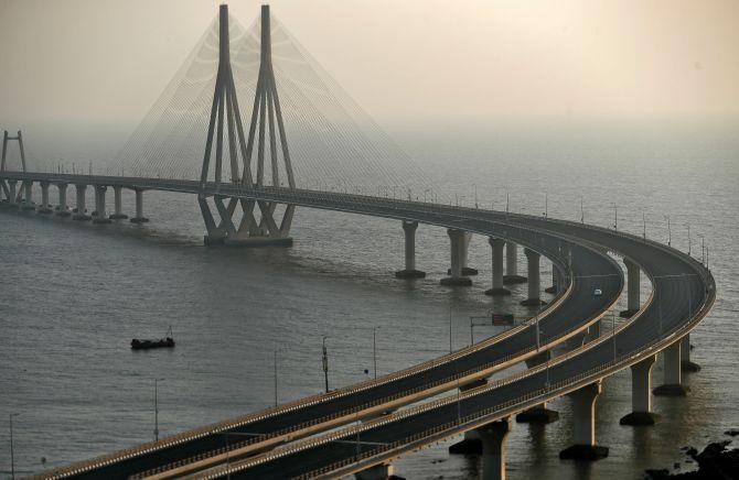 The deserted Bandra-Worli sea link, March 22, 2020. Photograph: Francis Mascarenhas/Reuters