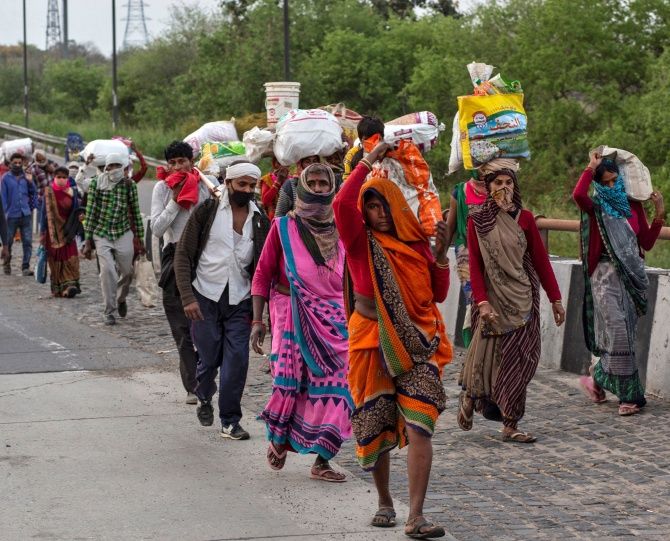 Indians walk miles and miles to return to their villages after the government's 21-day national lockdown