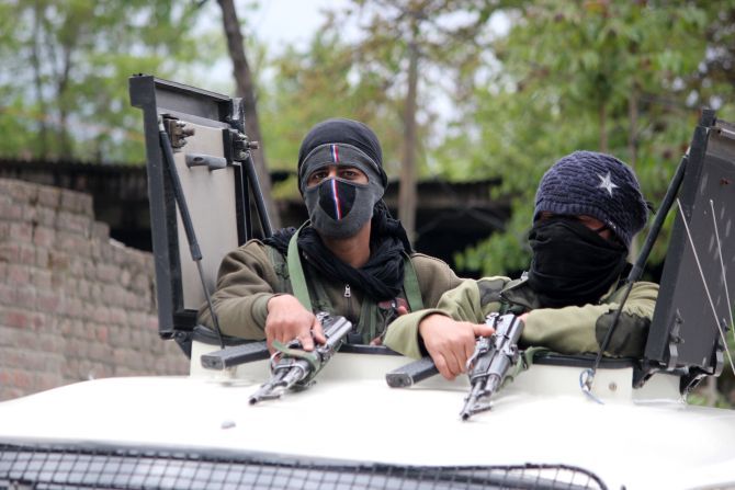 Jammu and Kashmir police commandos during the operation against terrorists in Handwara, north Kashmir, May 3, 2020. Photograph: Umar Ganie for Rediff.com