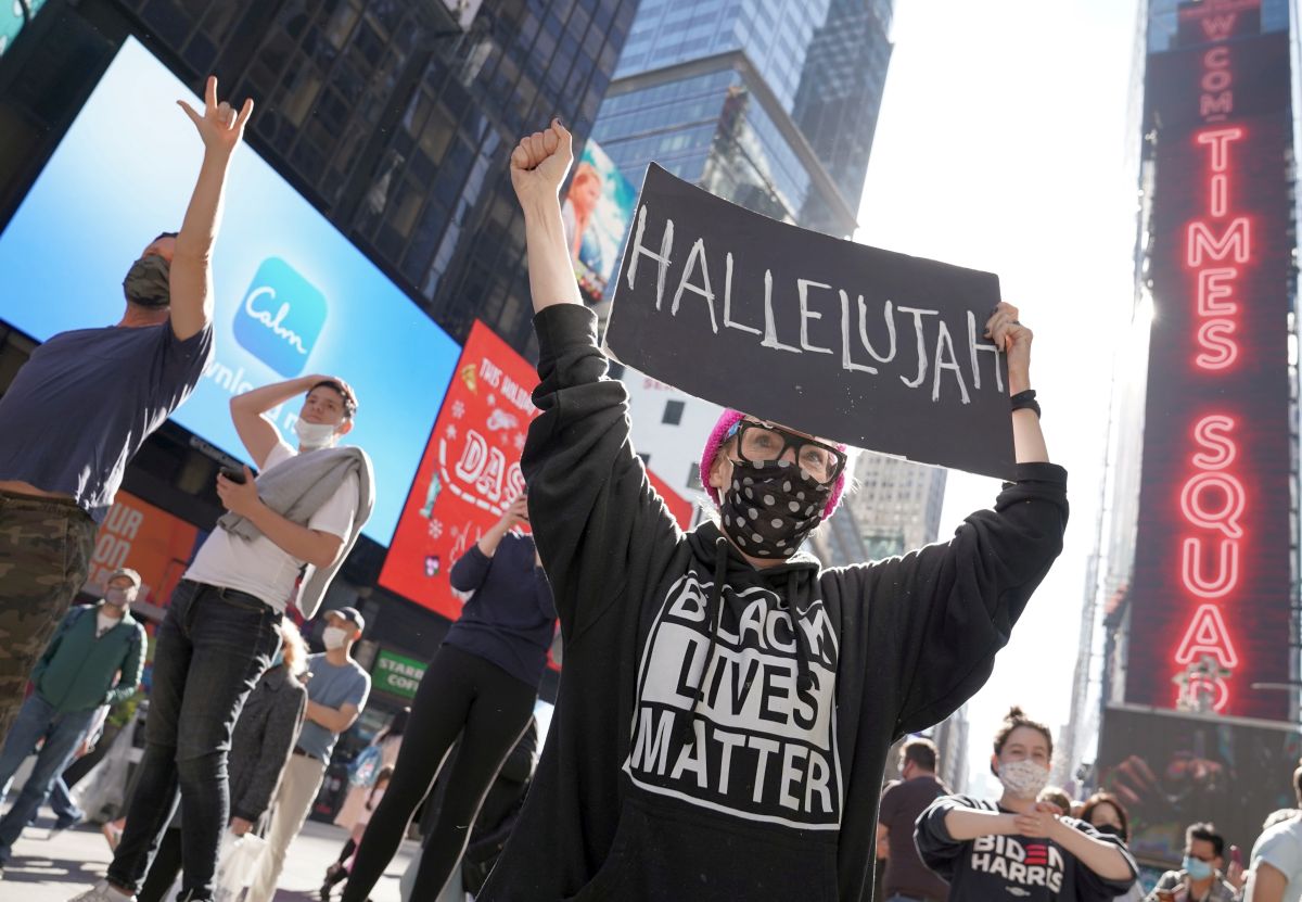 Celebrations in Times Square, New York City. Photograph: Carlo Allegri/Reuters