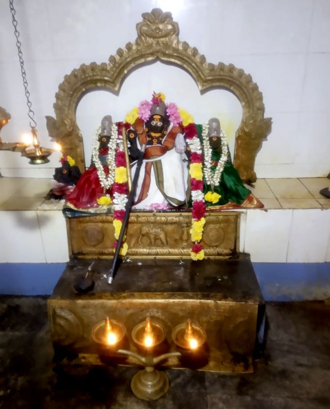 The deity at the Dharmasasta Ayananar temple