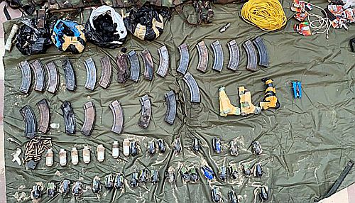 The arms and ammunition recovered from the encounter site
