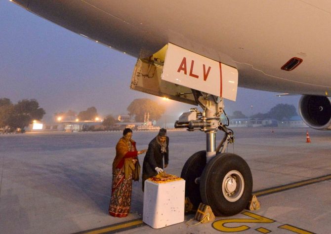 President boards inaugural flight of VVIP plane AI One to Chennai -  Rediff.com India News
