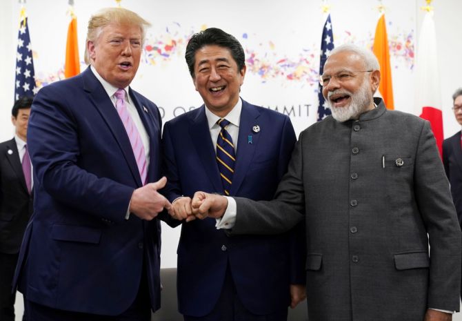  US President Donald J Trump, Prime Minister Modi and Shinzo Abe