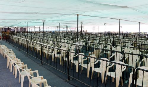 Unoccupied chairs at the vax centre at BKC, Mumbai, which ran out of vaccinations