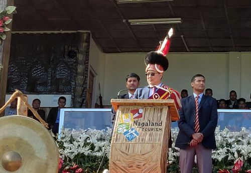 Kiren Rijiju at the Hornbill Festival in Kohima