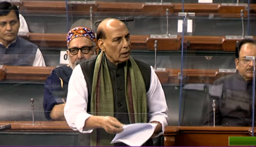 Defence Minister Rajnath Singh in the LS