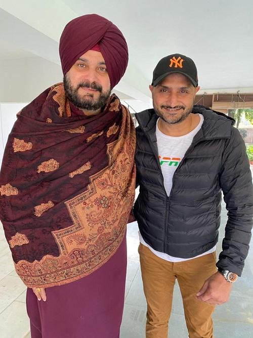 Navjot Singh Sidhu with Harbhajan Singh