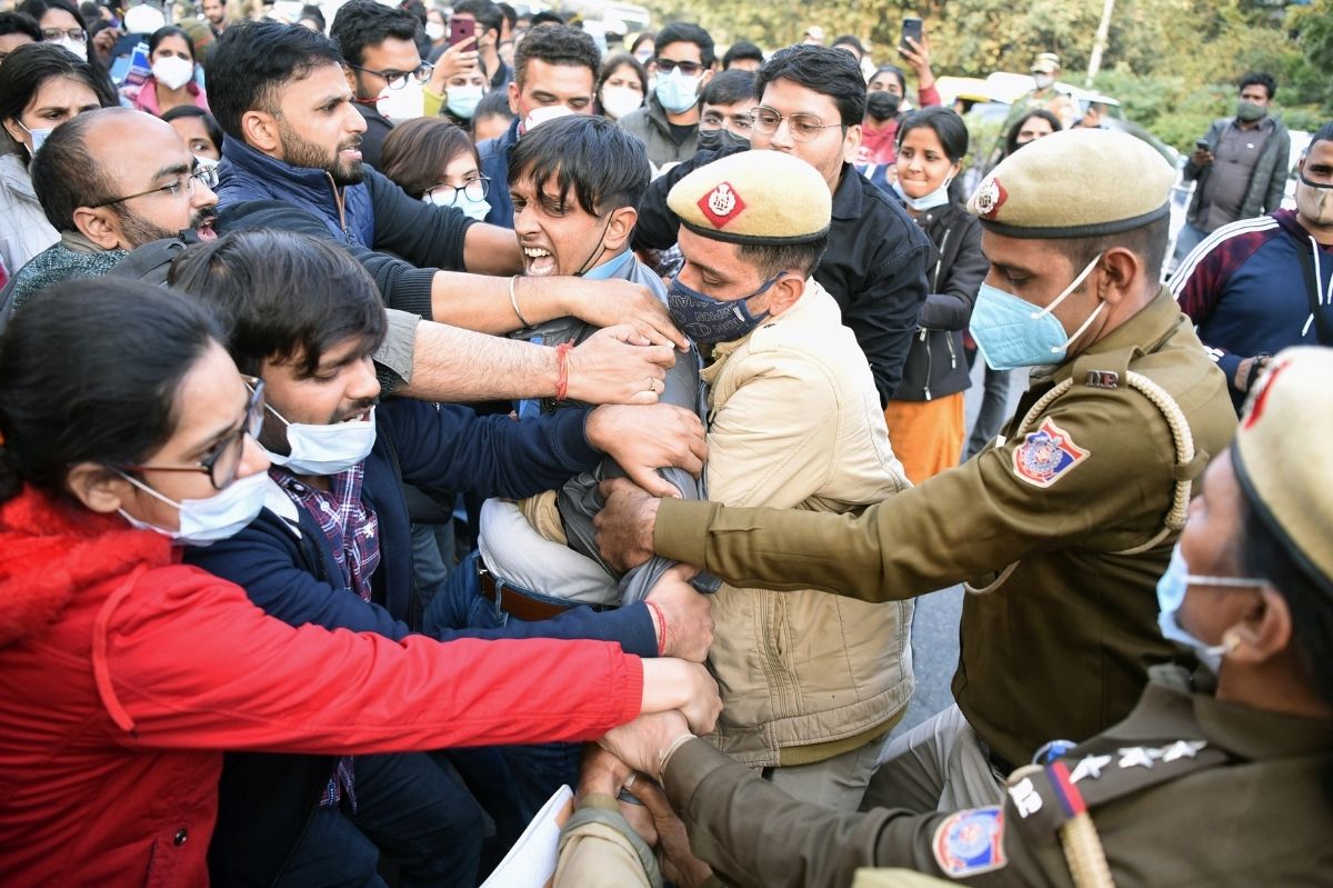 Protesting doctors last month