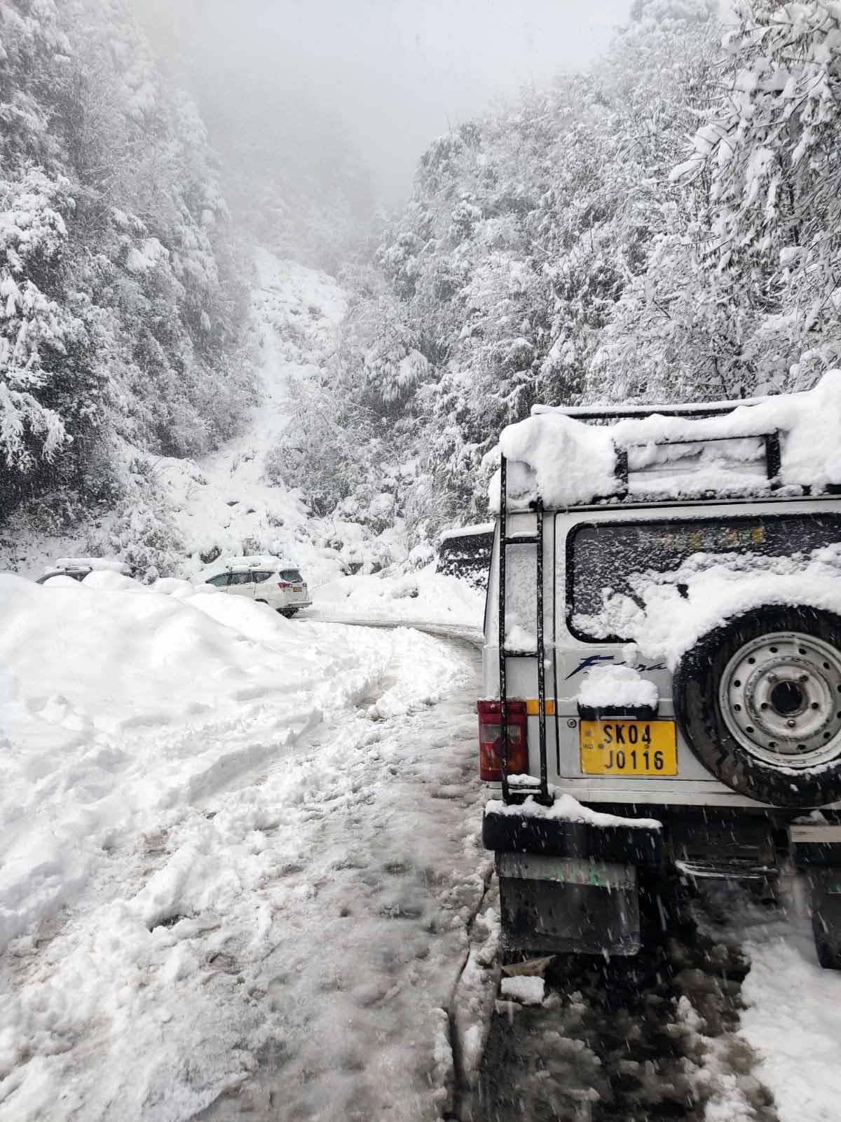 Lachung, Sikkim, snowfall