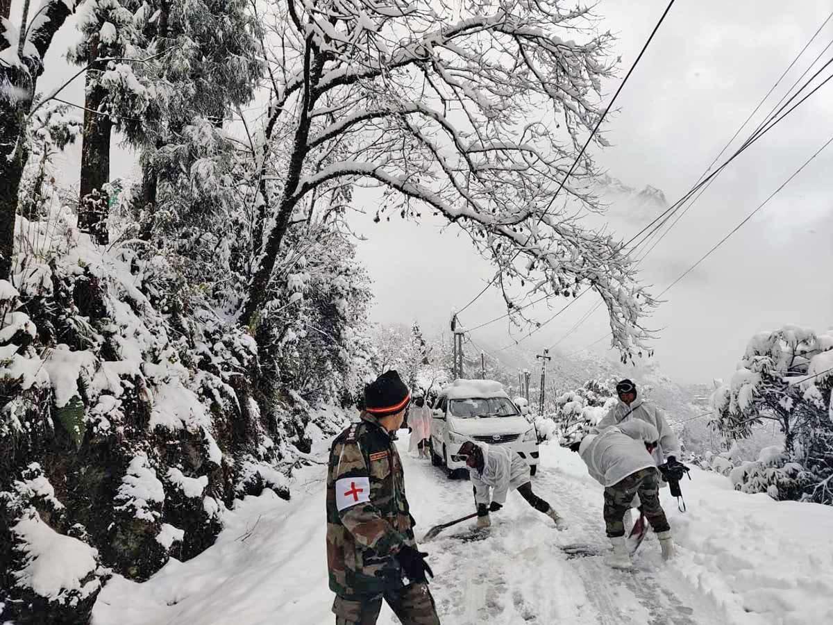 Lachung, Sikkim, snowfall