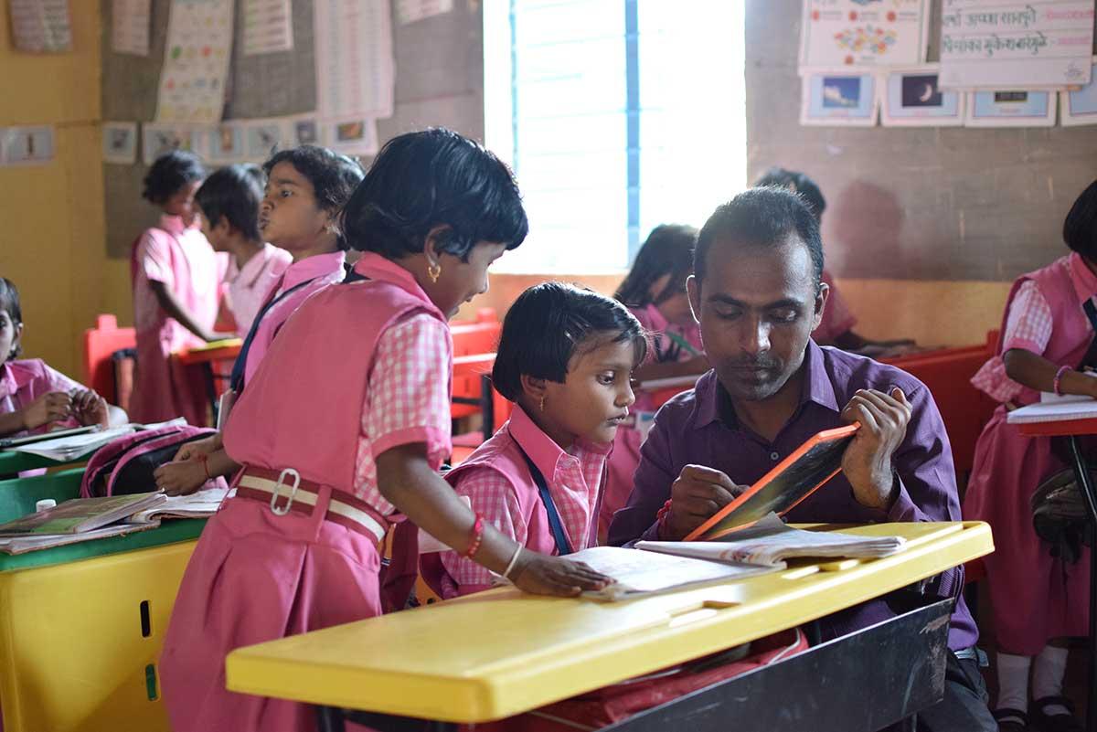 Ranjitsinh Disale, the winner of Global Teacher Prize 2020 engaged with his students at Paritewadi Zilla Parishad primary School