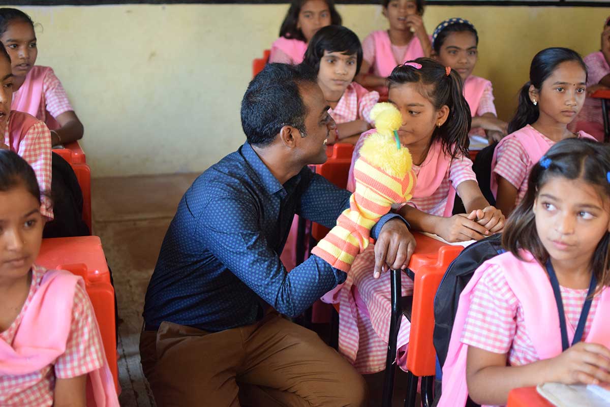 Ranjitsinh Disale, the winner of Global Teacher Prize 2020 engaged with his students at Paritewadi Zilla Parishad primary School