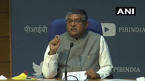 IT Minister RS Prasad announcing the new rules