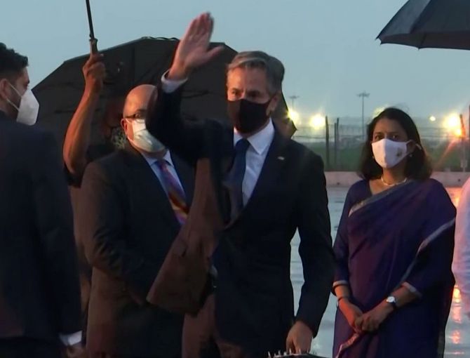 Blinken arrives in India; to discuss various issues with leaders - Rediff.com India News