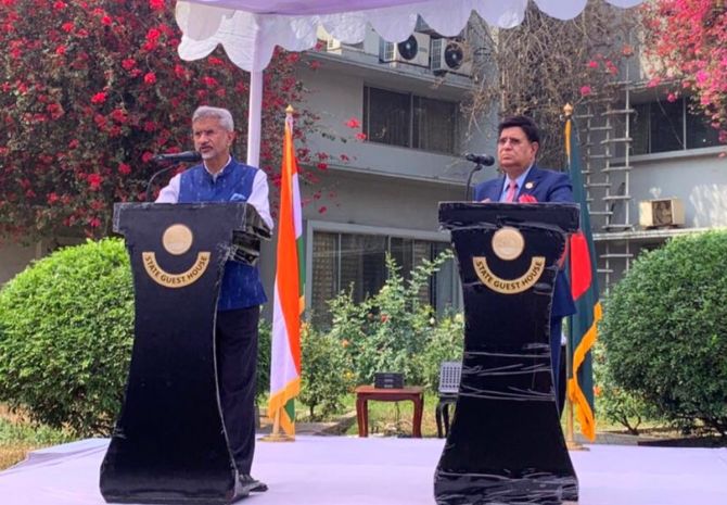 External Affairs Minister S. Jaishankar addressed a joint press conference with Bangladesh Foreign Minister AK Abdul Momen in Dhaka on March 04