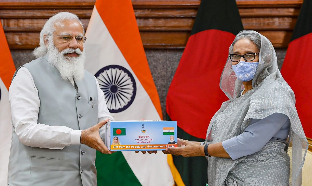 PM Modi and Bangladesh PM Sheikh Hasina in Dhaka in March