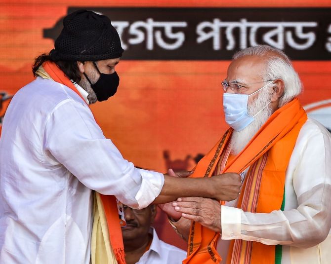 Mithun Chakraborty with Narendra Modi