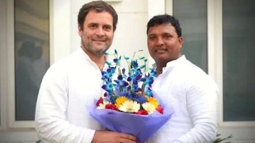 Indian Youth Congress president Srinivas BV with Rahul Gandhi