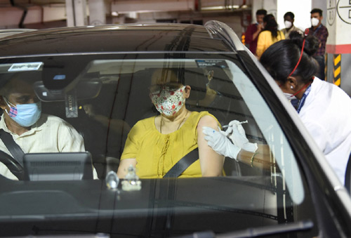 A drive in vaccination centre in Mumbai