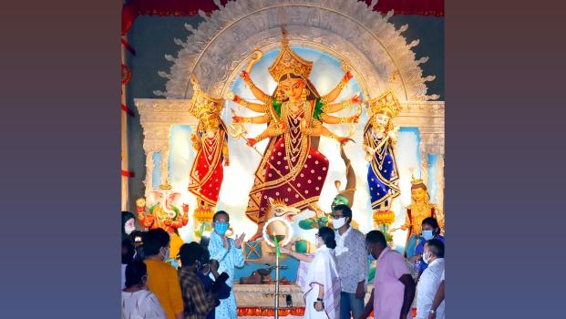 Durga puja was not held in 2020 due to Covid and the one in 2021 was also subdued